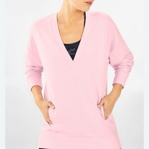 Fabletics Light Pink/Lilic V-Neck Sweater Size Small